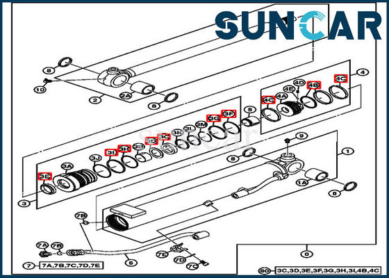 phoque Kit Fits de réparation de boom de 17D JOHN DEERE 4667615 35 millimètres Rod cylindre de trou de 60 millimètres