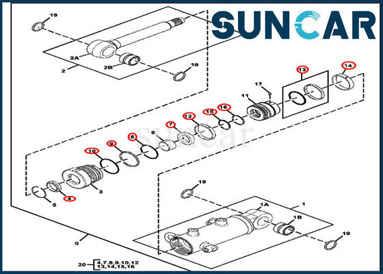 Phoque Kit Fits For 17D John Deere Excavator Parts de rechange de cylindre de lame FYD00003886
