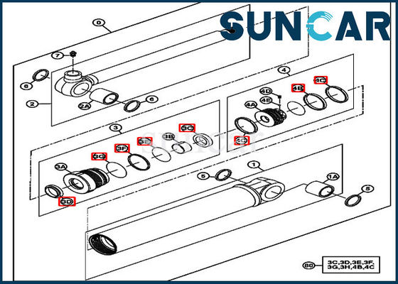 4667619 excavatrice Hydraulic Service Kit des kits 17D de joint de John Deere Swing Cylinder Repair