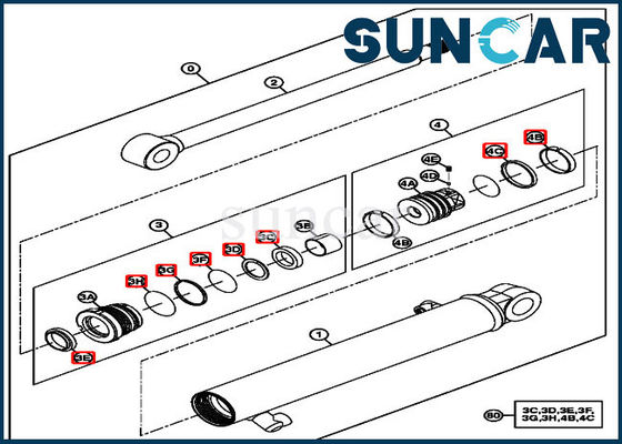 Cylindre d'envergure des kits 4667621 de joint de Deere scellant des modèles de Kit Fits Excavator 17D