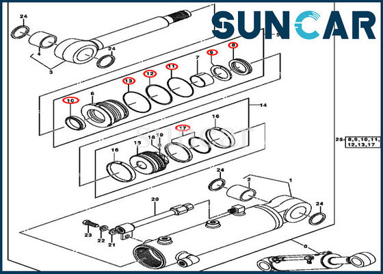 Excavatrice hydraulique John Deere de Kit For 50C de joint de réparation de cylindre des kits 0843907 de joint de lame
