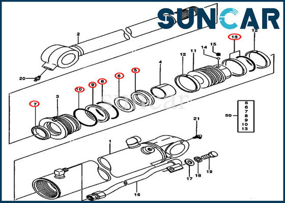 Phoque Kit Excavator Model 50C 50ZTS John Deere Repair Kits de cylindre de 0844705 seaux