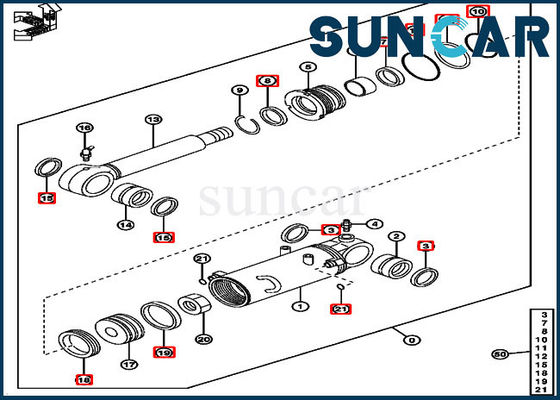 kits de Hydraulic Replacement Service d'excavatrice du kit 4622067 de cylindre de lame de 50D Deere