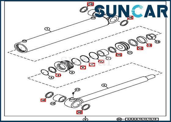 Kit de réparation de joint de cylindre d'oscillation de 4705345 booms 50D John Deere Excavator Sealing Kits