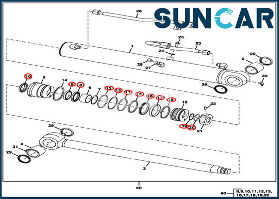 kits de joint de rechange de cylindre de seau des kits FYD00000073 de 50D 50G JOHN DEERE