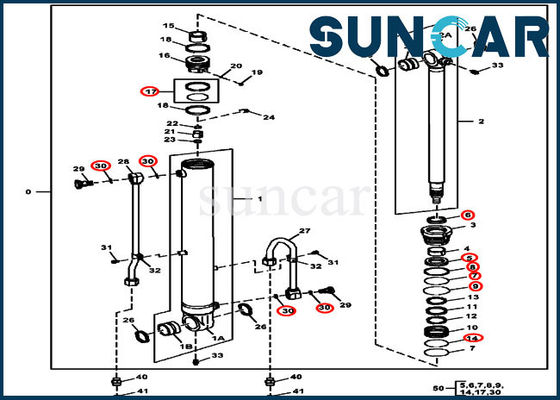 La réparation Kit Cylinder Oil Seal Kits de joint de 4687560 bras adapte l'excavatrice Models 60D John Deere