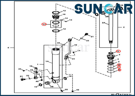 Réparation de cylindre de 4652380 seaux scellant le kit hydraulique de joint de DEERE 60D de Kit JOHN