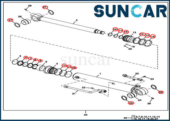 Phoque Kit Fits 60D 60G John Deere de cylindre de rechange du seau FYD00000087