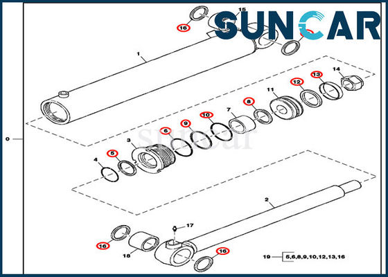 Excavatrice Seal Replacement Kit des ajustements 60D Deere de kits de joint d'oscillation du boom FYD00003973