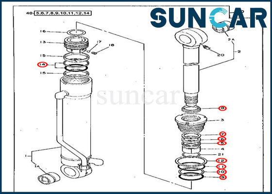 4217003 Remplacement du kit d'étanchéité du cylindre de bras pour la pelle 70D de J.o.h.n Deere