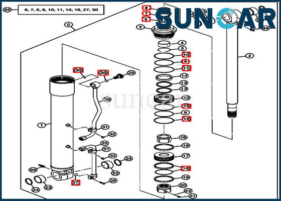 Réparation Kit Cylinder Service Kit Fits 75C 80C John Deere Components de joint de 4464984 booms