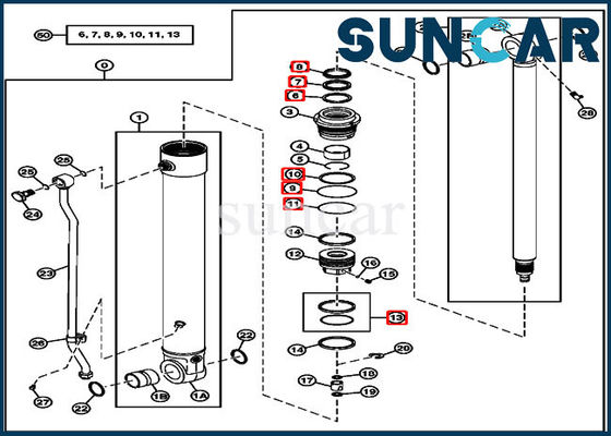 kit de réparation de cylindre hydraulique de bras des kits 4464985 de joint de 75D 85D JOHN DEERE