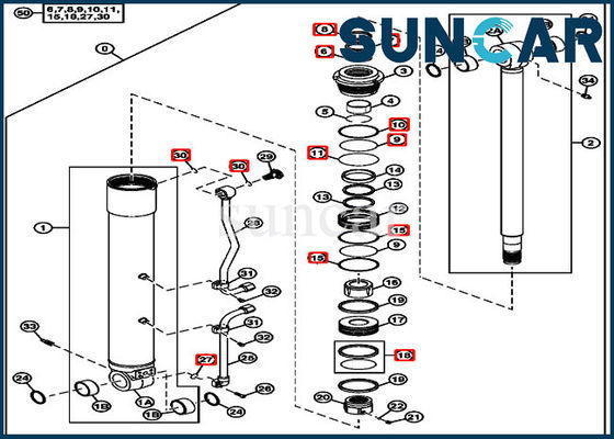 Réparation Kit Boom Replacement Kits Fits John Deere 75D 85D de joint de 4663491 cylindres