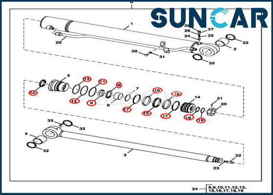 Kit de Kit Excavator Hydraulic Cylinder Service de joint de réparation de bras de FYD00000077 Deere
