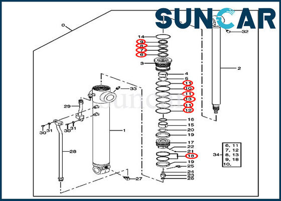 Joint de rechange de cylindre du kit 4415584 de cachetage de bras Kit For Excavator 80 80C John Deere
