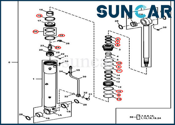 Réparation de cylindre de 4696459 oscillations scellant les kits hydrauliques de joint de CYL de Kit Deere 85D 85G