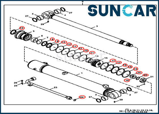 Modèles d'équipement de Kit Excavator Service Kit Fits John Deere 85D de joint de cylindre du boom FYD00006231
