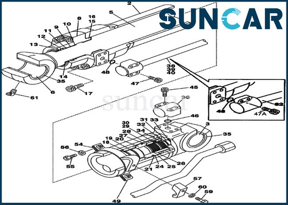 CAS CX225SR CX210 de Kit Hydraulic Cylinder Oil Sealing Kit For Excavator de réparation de joint du bras LZ00446
