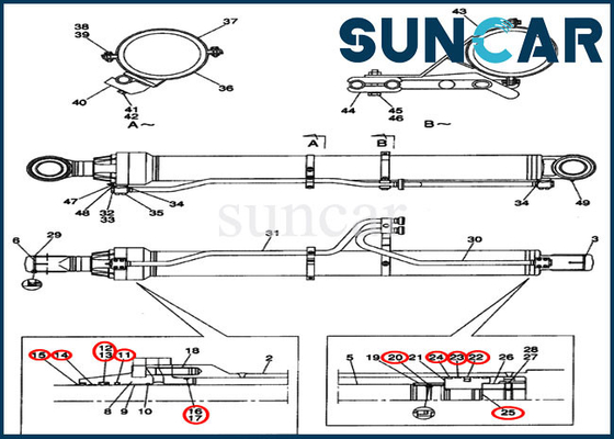 Joint de machines du cas CX800 de Kit Hydraulic Rebuild Kit Fits de joint de cylindre du boom LZ00312