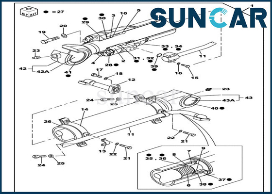 Kits hydrauliques de rechange de cylindre de seau d'OEM du kit LZ007310 de joint de CAS de CX350C CX330