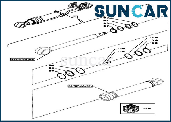 Phoque Kit Hydraulic Cylinder Repair Kits de réparation de bras du CAS LZ012100 de CX350D LC