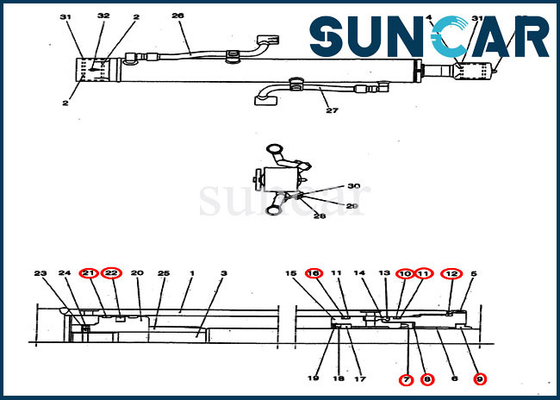 Pièces de rechange de CAS de Kit Excavator CX25 de joint de cylindre du boom PV01V00039R300