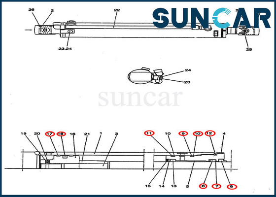 L'excavatrice Seal Kits de caisse du kit CX25 de service de cylindre d'oscillation de la résistance à l'usure PM01V00044R300
