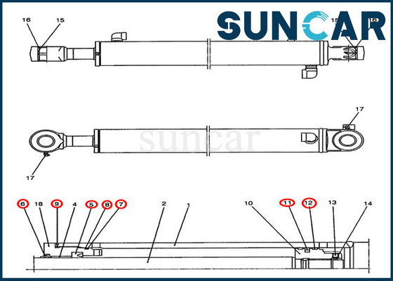 Kits de rechange de cas de Kit Model CX47 de joint de cylindre de bras de l'excavatrice PY01V00034R300