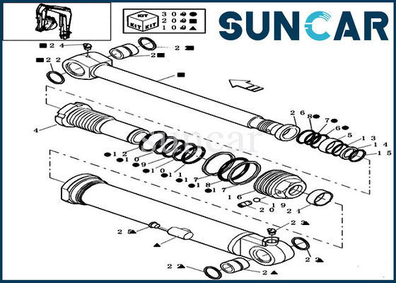 Le joint de bras de la résistance à l'usure 72275472 que Kit Fits ENFERMENT l'excavatrice Cylinder Service Kit de CX16B
