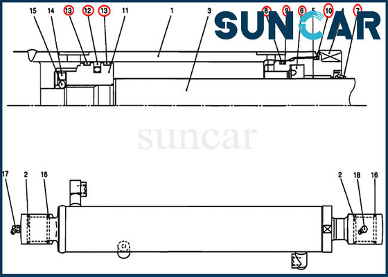 Kit de service de cylindre de Kit For Case CX27B CX17B de joint de lame de bouteur du seau PV01V00045R300