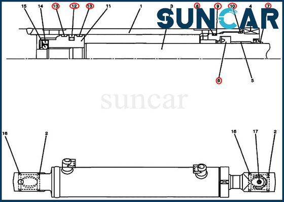 Excavatrice de Kit Fits Model CX17B de réparation de joint de cylindre d'oscillation des kits PU01V00028R300 d'OEM de CAS