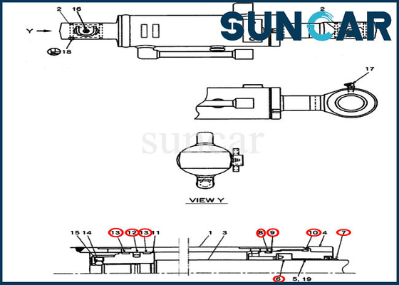 Phoque Kit Case Repair Kits For CX20B CX22B Mini Crawler Excavator de cylindre de 72953540 bouteurs