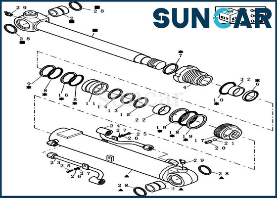 Remplacement Kit Hydraulic Oil Seal Kit de cylindre de bras de boom de CX27B Mini Crawler Excavator 72280471