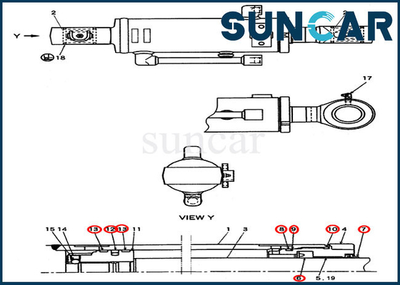 Kit de joint de rechange de bouteur de cas de Kit Excavator CX27B de service de cylindre de lame PV01V00047R300