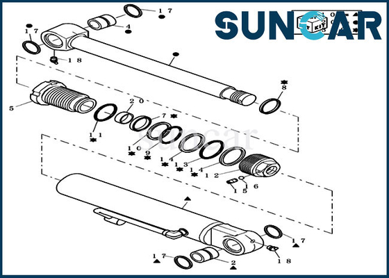 Pièces de rechange de Mini Crawler Excavator Case Cylinder du kit 72280251 de joint de réparation de seau de CX31B