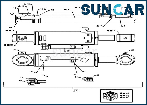 Kits de cylindre hydraulique de la CAISSE CX36B CX31B de kit de joint de réparation de bouteur de Mini Excavator PX01V00073R300