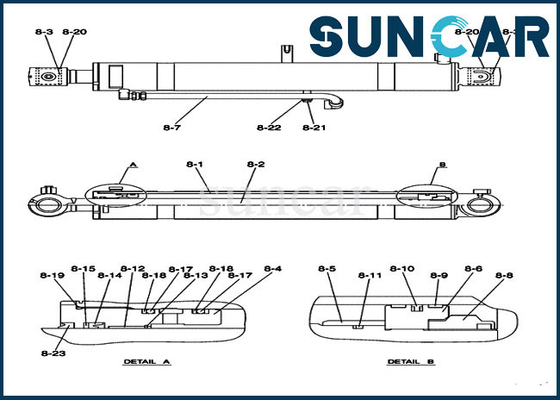 Excavatrice compacte Boom Seal Kit de caisse du kit de réparation de joint du cylindre PY01V00043R400 hydraulique CX50B