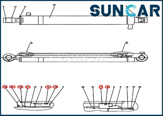 Cylindre du bras PH01V00027R300 scellant des pièces de réparation de Case Construction Machine d'excavatrice de Kit Fits CX50B