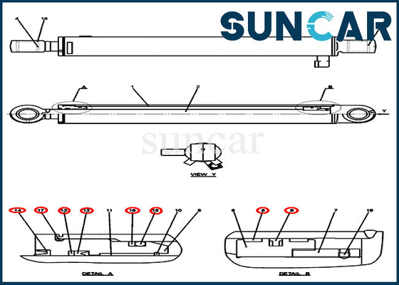 Modèles de CAISSE de l'excavatrice CX50B de chenille de Kit Cylinder Seal Kit Fits de réparation du seau PH01V00034R300