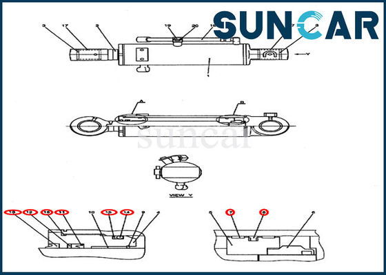 Cylindre hydraulique complet de bouteur du kit PY01V00040R300 de joint scellant des pièces de cas de réparation de Kit For CX50B