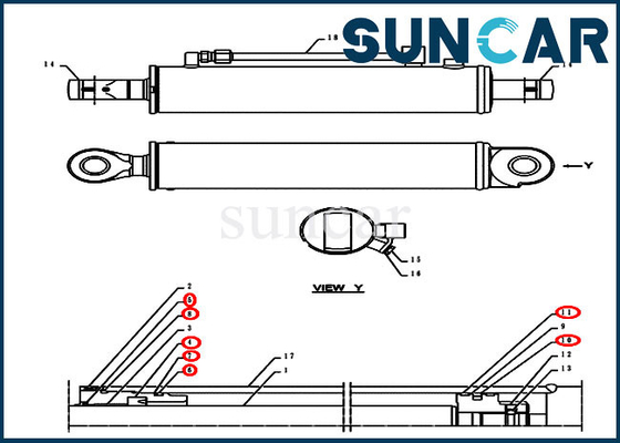Modèles de cas de Kit Dozer Service Kit Fits CX55BMSR CX55B de joint de cylindre de l'angle PH01V00006R100
