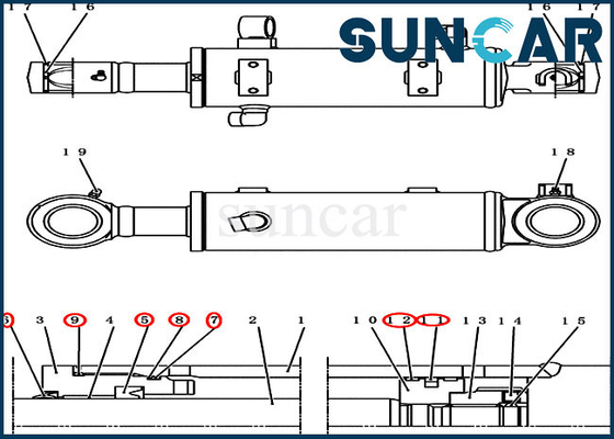 CAS de Kit For Crawler Excavator CX50B CX55BMSR CX55B de joint de réparation de cylindre du bouteur PY01V00036R300