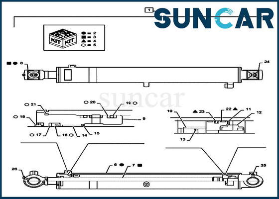 Kits du kit PS01V00001R300 Mini Crawler Excavator Hydraulic Cylinder de joint de CYL de boom de cas de CX55B