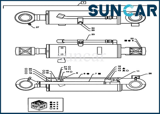 Kits de réparation de joint de caisse du kit CX55B de joint de piston de cylindre de bouteur de Mini Crawler Excavator PS01V00005R300