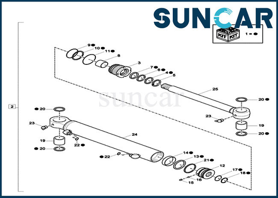 Phoque Kit For Case CX17C Mini Crawler Excavator de cylindre hydraulique de train d'atterrissage de XKCC-01540 XKCC01540