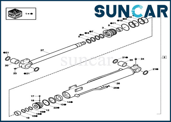 Le cas XKCC-01524 de CX17C grondent le kit XKCC01524 Mini Excavator Cylinder Service Kit de cachetage de CYL