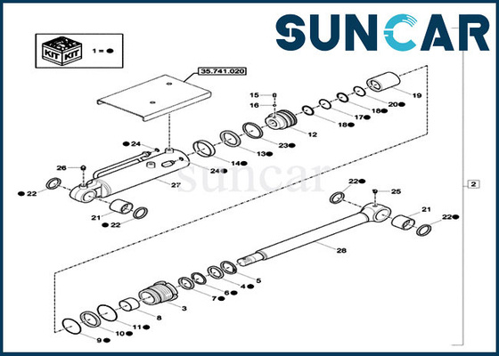 Kits de cylindre hydraulique du kit XKCC00458 de joint de lame de bouteur d'OEM du cas XKCC-00458 pour l'excavatrice de CX18C