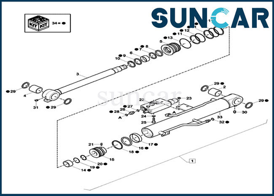 Boom de XKCD-03431 XKCD03431 scellant le kit de service de cylindre hydraulique de soupape de sûreté du CAS CX26C de Kit For