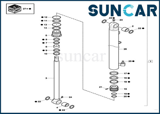 Kits XKCD03350 de Cylinder Seal Repair d'excavatrice de chenille du kit XKCD-03350 de joint de seau de cas de CX26C