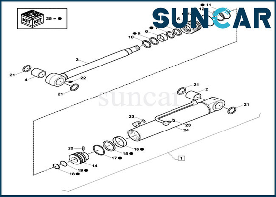 Kits de scellage hydrauliques de joint de cylindre d'oscillation de boom de la pièce CX26C XKCD01397 de CAISSE du kit XKCD-01397